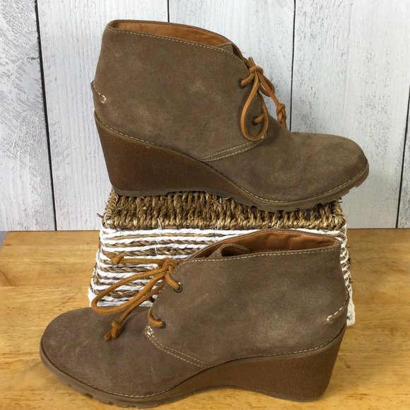 Sperry Stella Wedge Tan Suede Boots, Size 9 Med - Picture 1 of 9